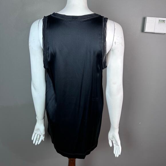 Theory tank top blouse women's Large black silk scoop neck chain goth witchy - Picture 9 of 14